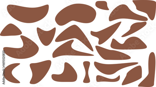 Mocha Mousse Trendy Abstract Doodle Shapes Collection — Modern Organic Decorative Elements Light Brown Color