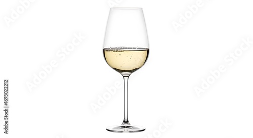 Elegant White Wine Glass Isolated – Crystal Stemware Product Photo on Pure White Background
