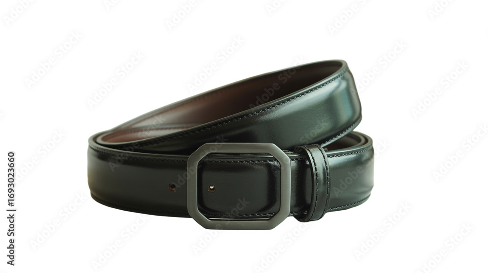 Elegant black leather belt with polished metal buckle for stylish men Elegant black leather belt with polished metal buckle for stylish men