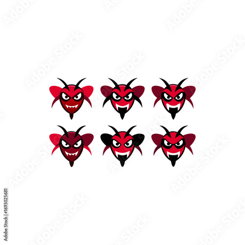 6 different mutant insect head mascot style vector
