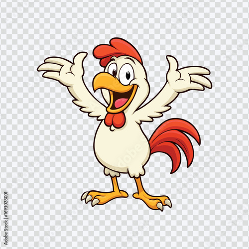 Cartoon Rooster Character with Open Arms
