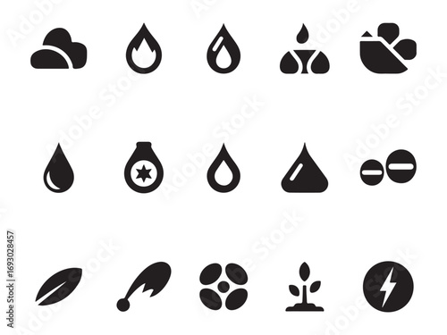 Abstract Energy & Fuel Icons – Renewable & Fossil Power Vector Set – Vol.1