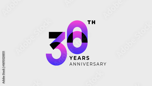 Futuristic Year Anniversary Gradient Purple Colour 38th, 38th Happy Anniversary with Simplicity, Geometric and Modern.