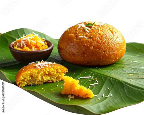 Traditional Bengali Pitha on Banana Leaf PNG