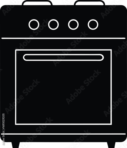 Vector illustration of a black oven