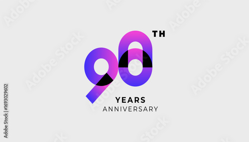 Futuristic Year Anniversary Gradient Purple Colour 98th, 98th Happy Anniversary with Simplicity, Geometric and Modern.