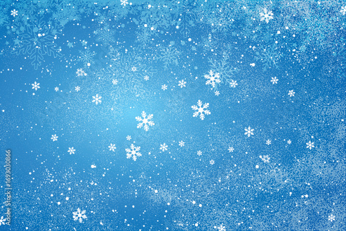 Blue grunge Christmas background, Christmas wishes background, Winter Snowfall Christmas background, Flying snow flakes and stars on winter blue background. snowflake template. Vector illustration.