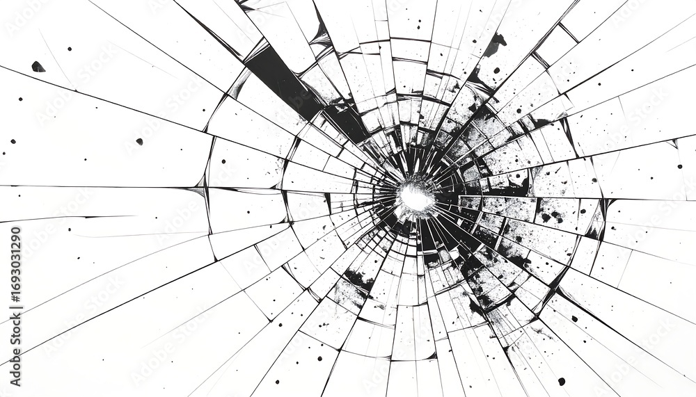 Obraz premium Broken glass radial cracks