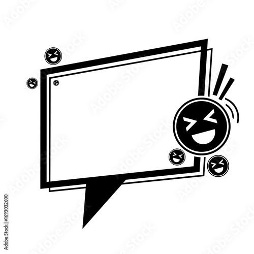 black speech box frame and laugh icon