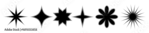 Halftone abstract dots star. Gradient stippled gradation sparkles and glowing light burst. Design elements