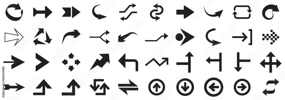 Arrows big black set icons. Arrow icon. Arrow vector collection. Arrow. Cursor. Modern simple arrows. Vector illustration.