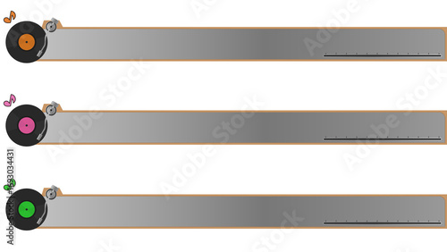 レコード風のテロップ枠_3色セット(橙・桃・緑)