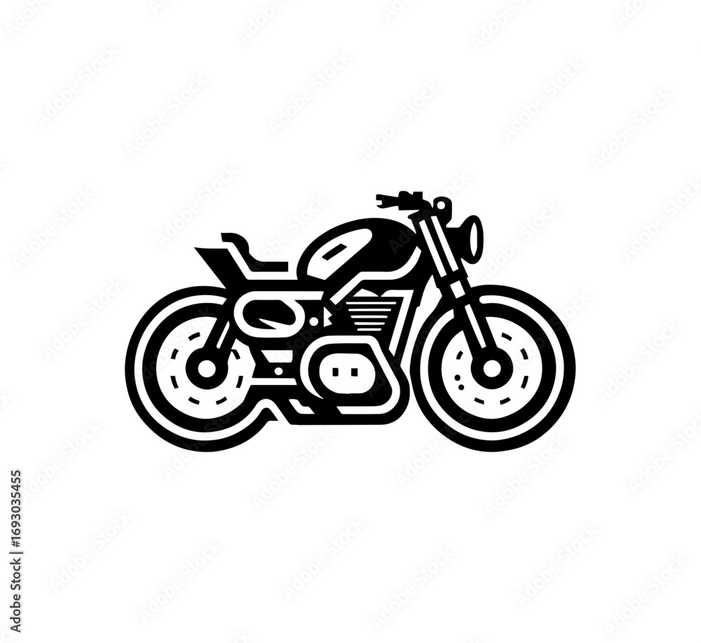 Fototapeta premium Sleek retro motorcycle outline for custom design projects, perfect for vintage transportation themes and modern biker lifestyle graphics, timeless appeal