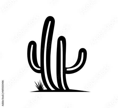 Bold desert style cactus artwork element graphic for branding, posters, apparel, and nature themed designs bringing a touch of the Southwest