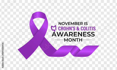 November is Crohn's and Colitis Awareness Month, to raise awareness about IBD, support patients and caregivers, and encourage research. Banner poster, flyer and background design template. Vector eps.