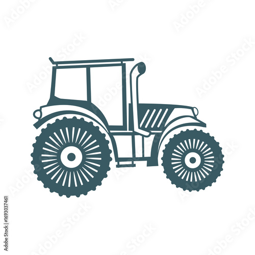 Classic tractor illustration with rugged wheels and sturdy cabin, perfect for agricultural themes and vintage designs