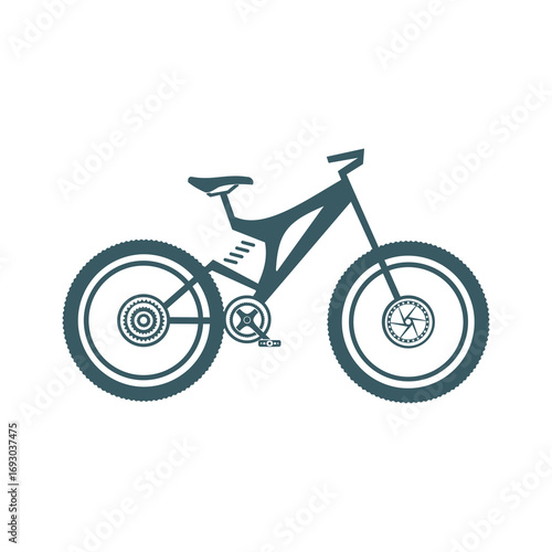 Dynamic downhill mountain bike silhouette ready for extreme off-road adventure and trail exploration