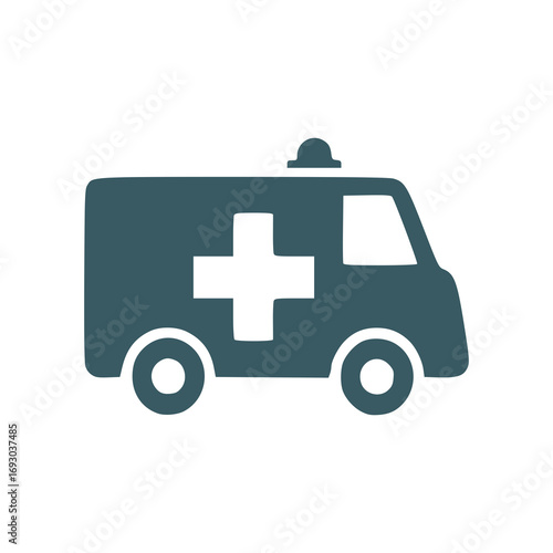 Modern medical ambulance icon representing emergency healthcare and rapid response services with clear, simple design