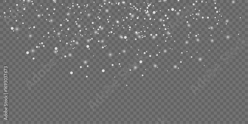 White winter snowfall background with falling snow particles for holiday and New Year design