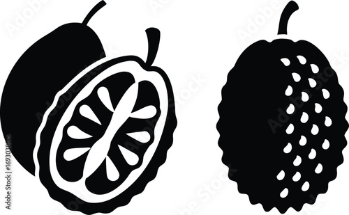 Jackfruit Tropical Fruit Silhouette Vector Icons