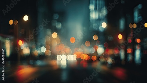 Blurry city lights at night
