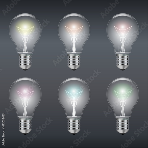 Realistic light bulbs with different backlight.