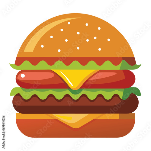 Delicious bbq beef burger with smoky sauce vector illustration