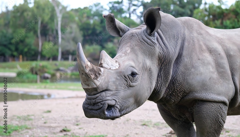 Fototapeta premium Close-up of a rhino in a zoo