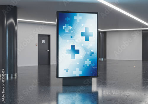 Advertising for healthcare services modern layout with digital medical cross design