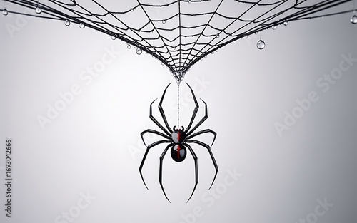 Black widow spider on web
