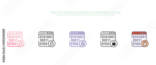 Binary Encryption icon design with white background stock illustration