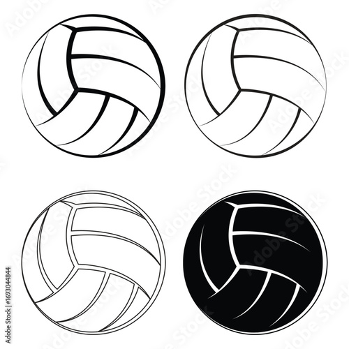 classic volleyball set vector outline icon