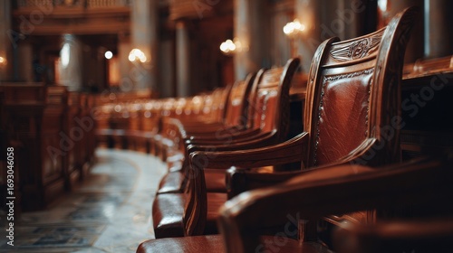 Senate Chamber: Rows of Chairs in a Grand Parliamentary Interior for Political Debates and Governmental Decisions