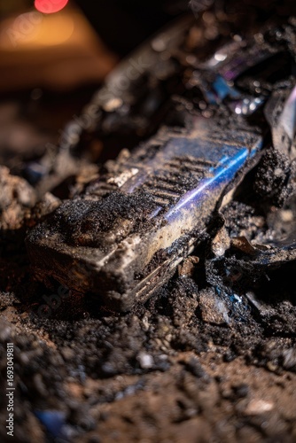 Wallpaper Mural Damaged electronic device in debris Torontodigital.ca