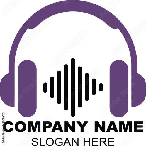 Modern Headphones Sound Wave Logo Design for Music Entertainment Business