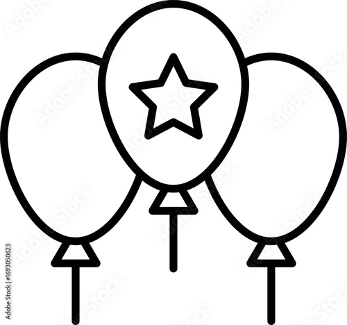 Survey Celebration Balloons with Star Icon Vector. Balloons with Star Logo
