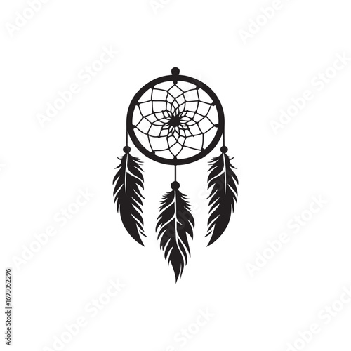 Dream catcher silhouette, Dreamcatcher Drawing vector clean black silhouette design white background, Dream Catcher Icon