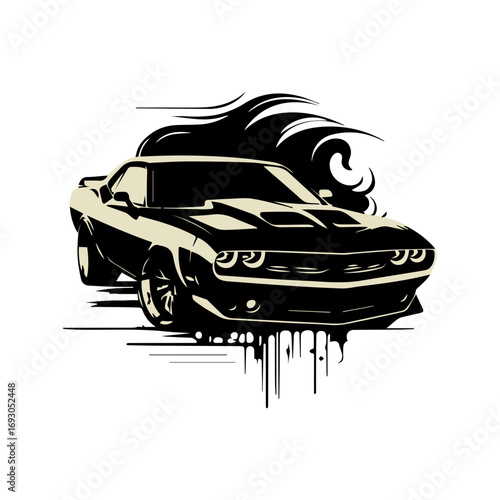 Dynamic vintage muscle car art, capturing the raw power and iconic design of classic American automotive engineering, perfect for posters and prints