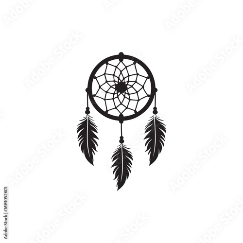Dream catcher silhouette, Dreamcatcher Drawing vector clean black silhouette design white background, Dream Catcher Icon