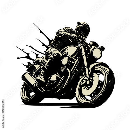 Thrilling motorcycle rider speeding with abstract motion, dynamic and powerful, evoking freedom and adventure, ideal for lifestyle and transport designs