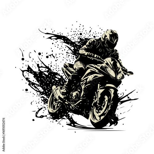 Dynamic motorcycle rider soaring with speed and style, perfect for extreme sports marketing, showcasing freedom, power, and cutting-edge design