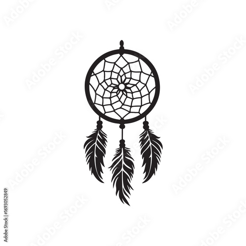 Dream catcher silhouette, Dreamcatcher Drawing vector clean black silhouette design white background, Dream Catcher Icon