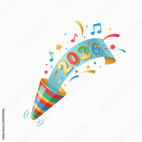 Classic new year s eve party horn with colorful stripes