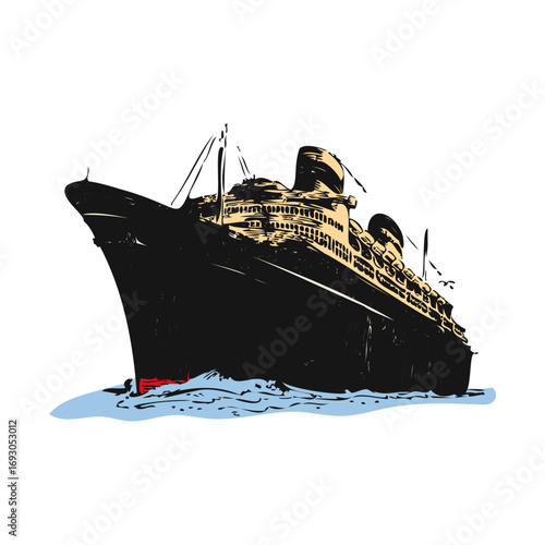Majestic ocean liner cruising through the waves, a symbol of luxury travel and adventure on the high seas, evoking a sense of timeless elegance
