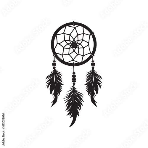 Dream catcher silhouette, Dreamcatcher Drawing vector clean black silhouette design white background, Dream Catcher Icon