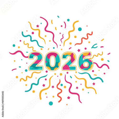 Vibrant flat style confetti and streamer explosion design
