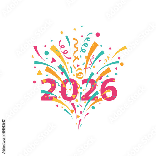 Vibrant confetti and streamer explosion celebration design