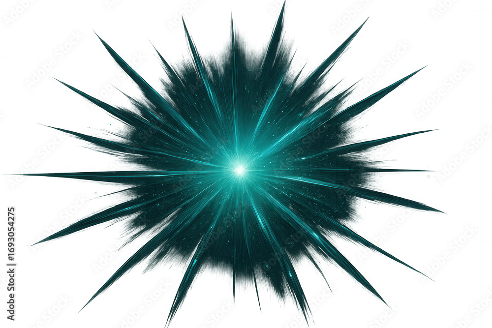 Obraz premium Teal and white starburst shining brightly on a transparent background, perfect for graphic design projects