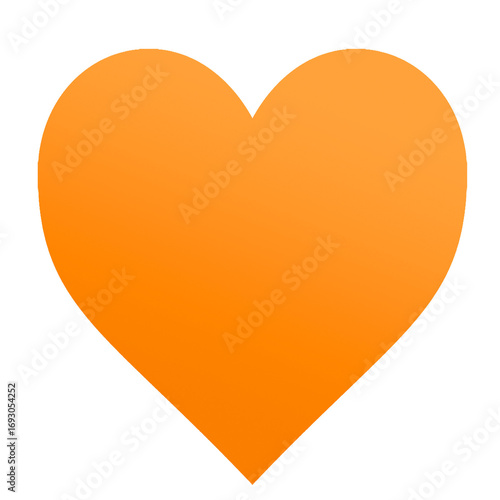Orange heart over transparen background