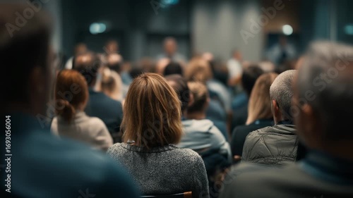Wallpaper Mural Conference meeting in session. Speaker talks to audience. People attend seminar event. Business crowd watches presentation. Speaker, audience, people, business, event, seminar, crowd, meeting Torontodigital.ca